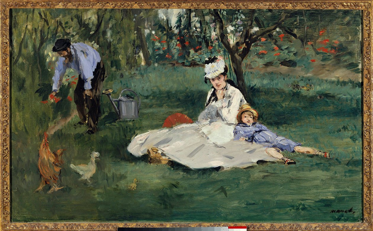 Monetova rodina v zahradě od Claude Monet