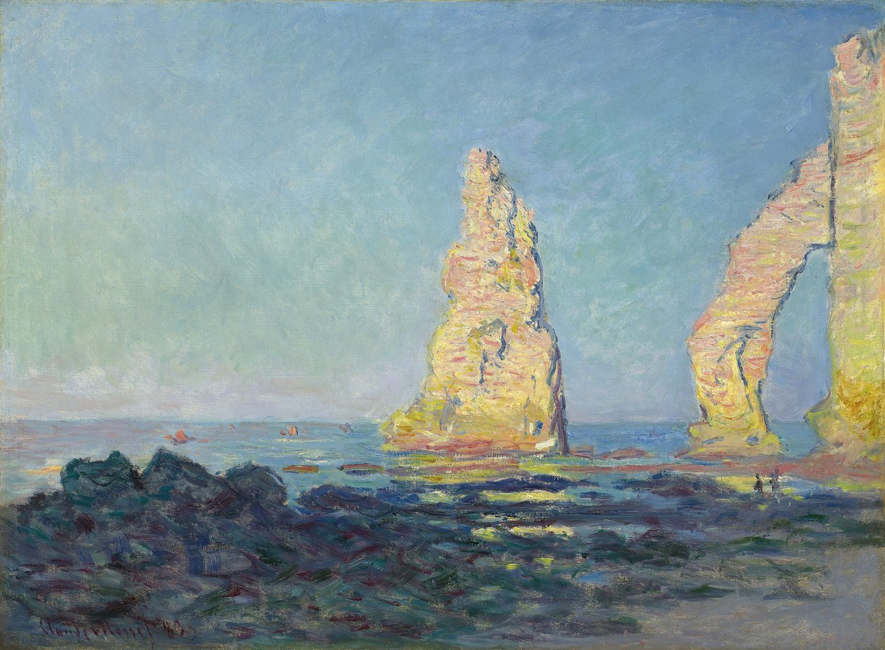The Needle of Etretat, Low Tide; Aiguille d"Etretat, maree basse, 1883 od Claude Monet