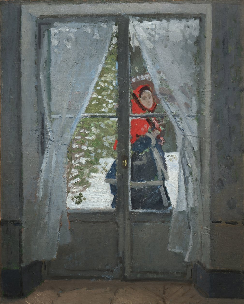 Červený šátek, kolem 1868-73 (olej na látce) od Claude Monet