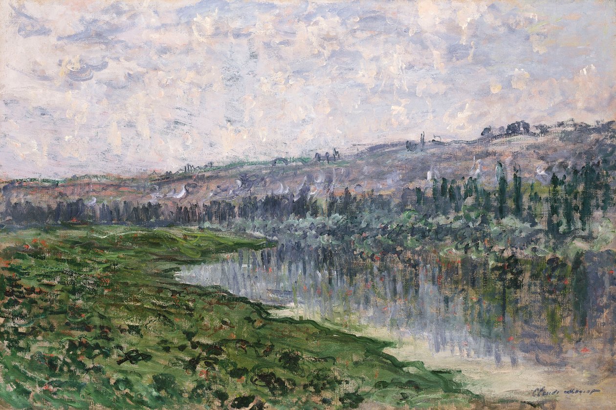 Seina a kopce Chantemsle; Seina a kopce Chantemsle, 1880 od Claude Monet