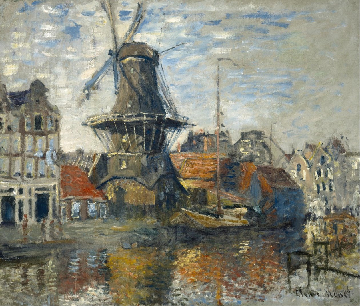 Větrný mlýn na kanálu Onbekende Gracht, Amsterdam od Claude Monet