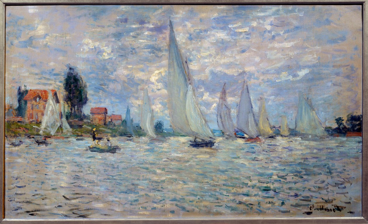 Lodě. Regates a Argenteuil Painting od Clauda Moneta (1840-1926) 1874 Sun. 0,6x1 m Paříž, musee d