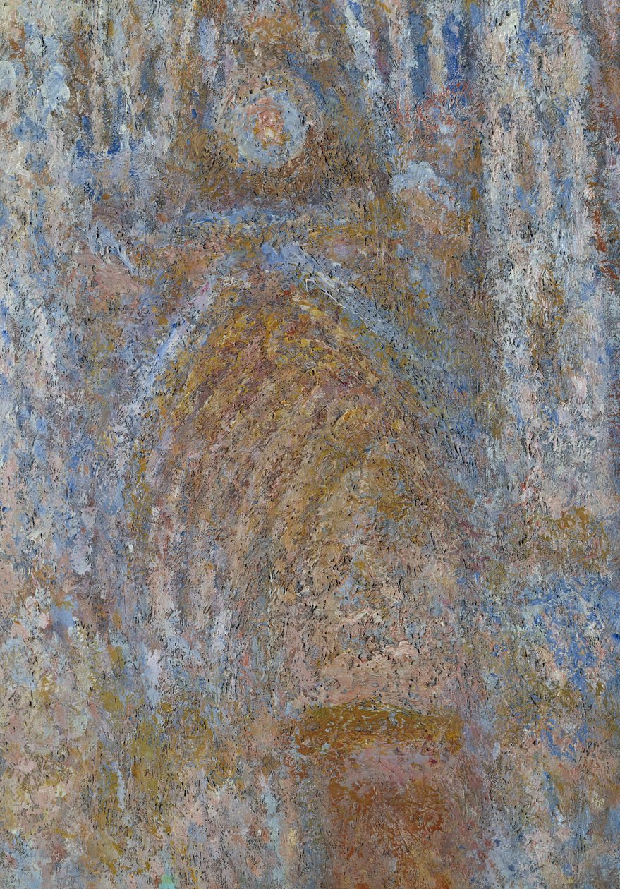 Katedrála de Rouen, portál slunce ráno, modrá harmonie Detail. Obraz Clauda Moneta (1840-1926) 1893 Ne. 0,91 x 0,63 m Paříž, musee d
