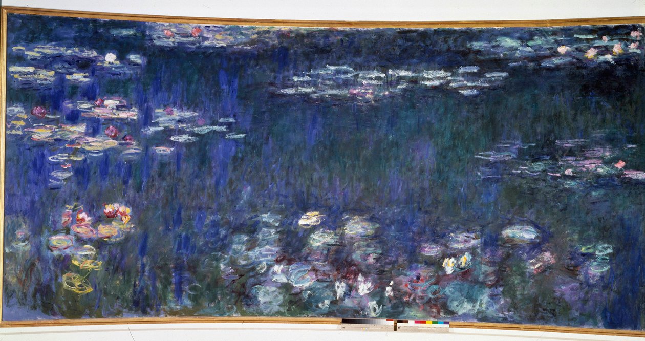 Lekníny, zelené odlesky. Diptych levá část od Claude Monet