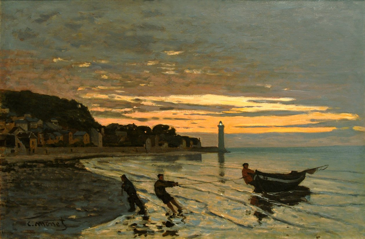 Tažení lodi, Honfleur od Claude Monet