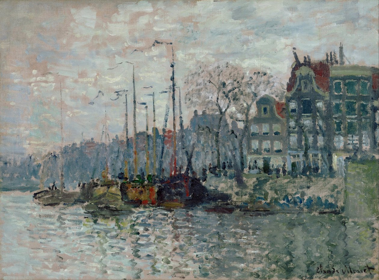 Pohled na Prins Hendrikkade a řeku Kromme Waal v Amsterdamu od Claude Monet