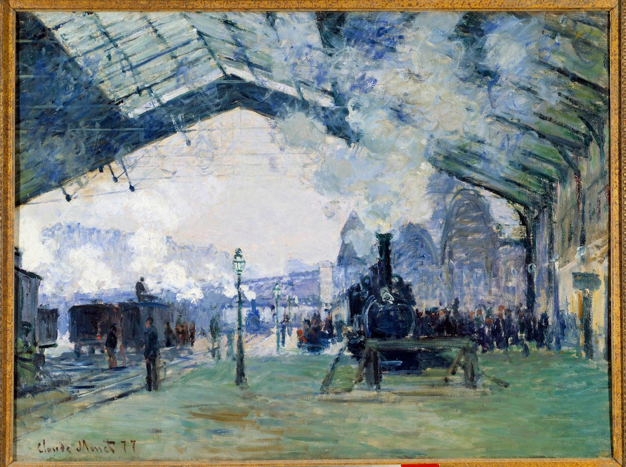 Pohled na vlakové nádraží Saint Lazare v Paříži a vlak v Normandii od Claude Monet