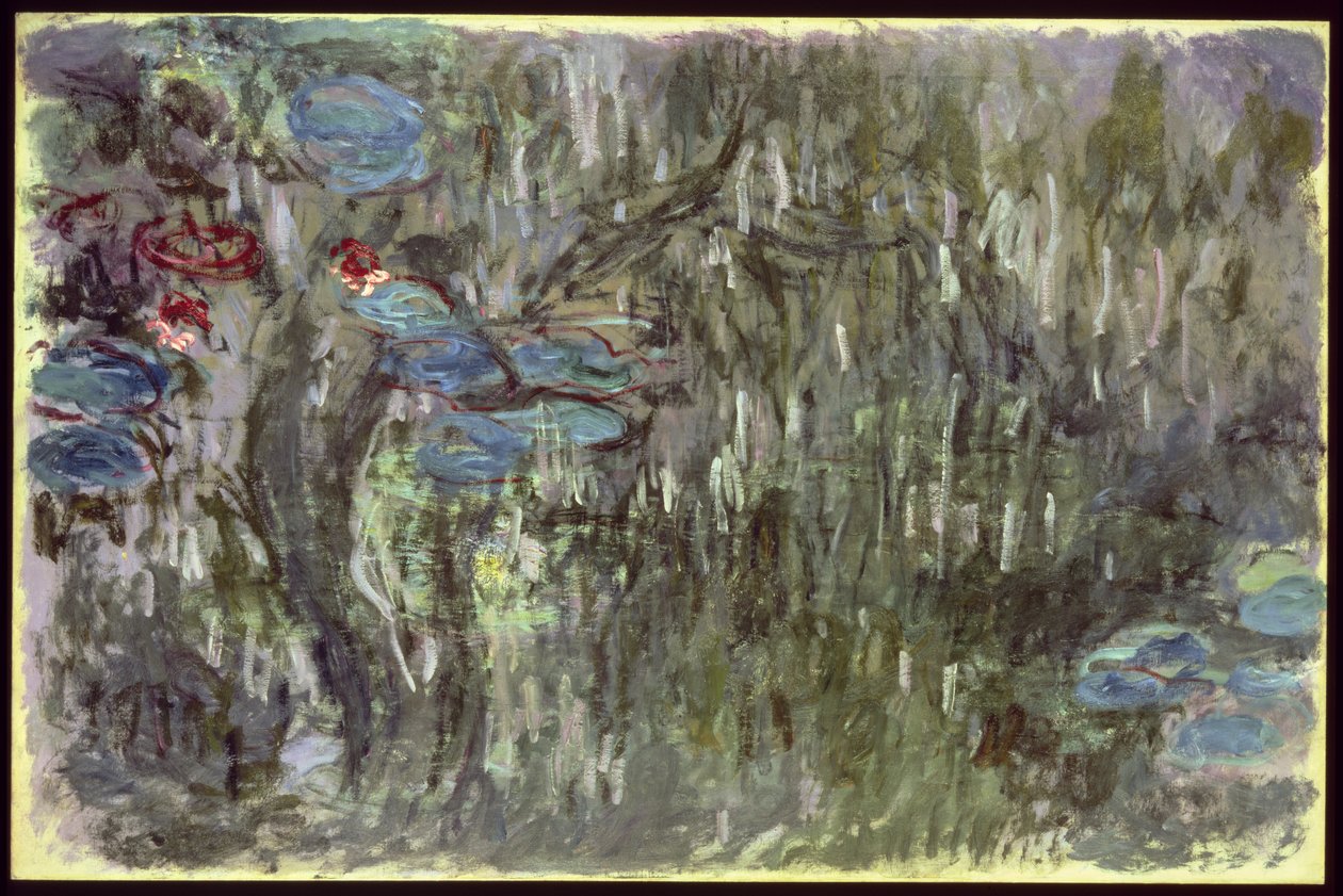Lekníny s odrazy vrb, kolem roku 1920 od Claude Monet