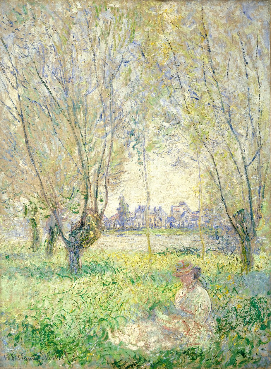 Žena sedící pod Willows od Claude Monet