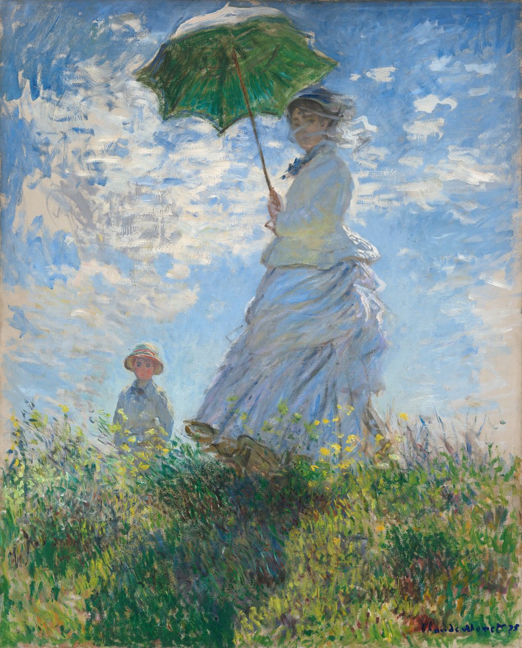 Žena se slunečníkem - Madame Monet a její syn od Claude Monet
