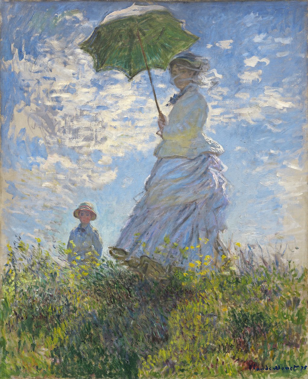 Žena se slunečníkem - Madame Monet a její syn od Claude Monet