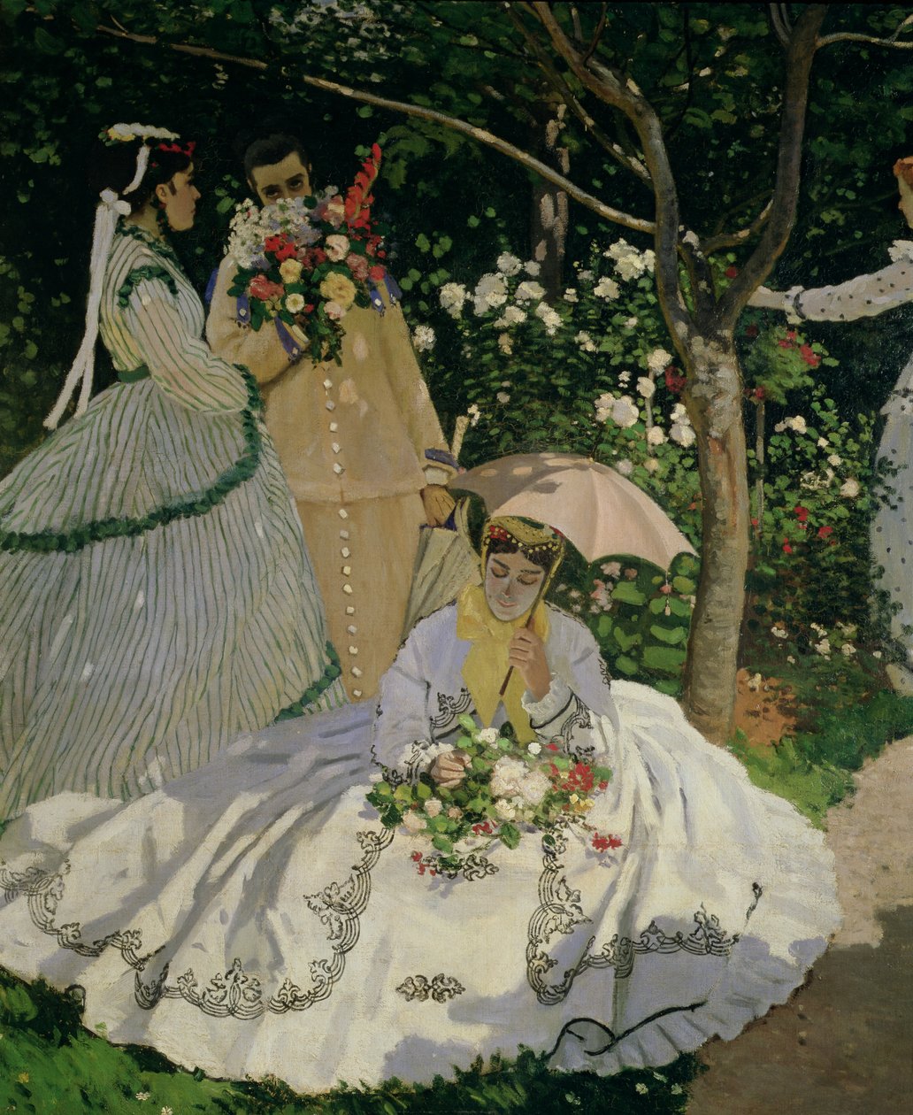 Ženy v zahradě, detail sedící ženy se slunečníkem, 1866 detail olej na plátně z roku 2011 od Claude Monet
