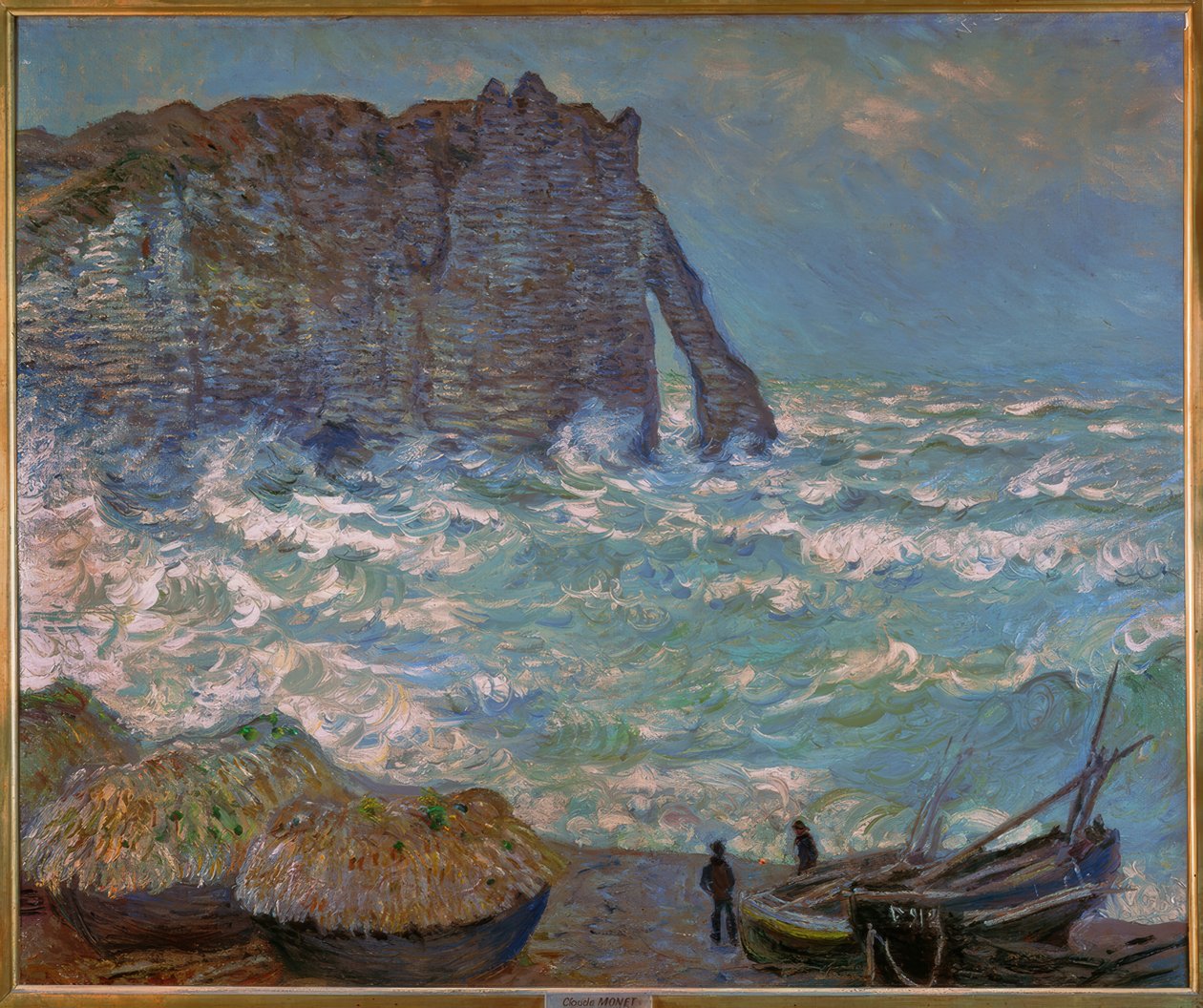 Étretat, rozbouřené moře od Claude Monet