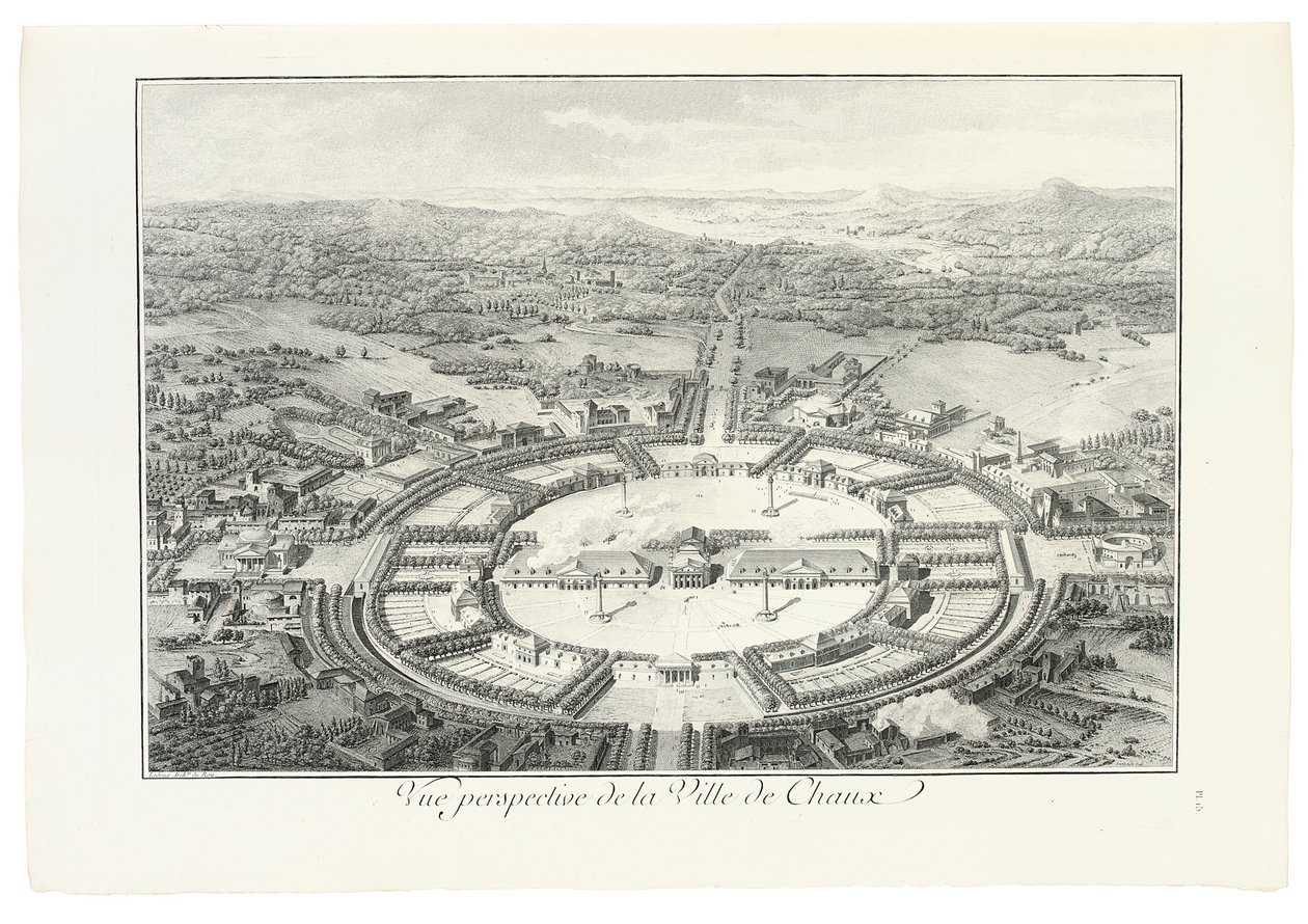 Perspektivní pohled na město Chaux, 1804 od Claude Nicolas Ledoux