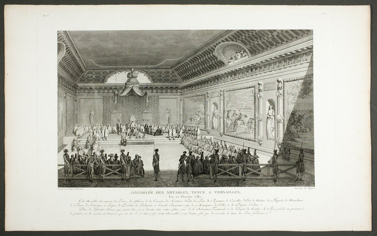 Shromáždění významných osobností konané ve Versailles, ze série Tableaux historiques de la Révolution française od Claude Niquet