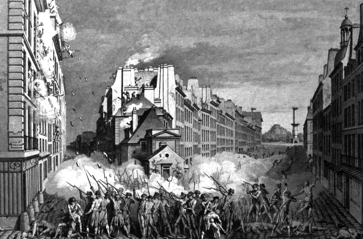 Reveillonské nepokoje na Faubourg Saint Antoine, asi 1790 (rytina) od Claude Niquet