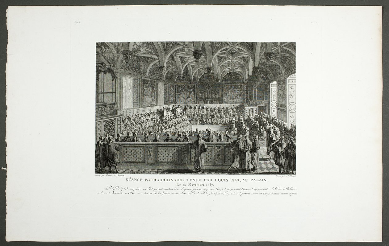 Zvláštní zasedání Ludvíka XVI. v paláci, ze série Tableaux historiques de la Révolution française od Claude Niquet