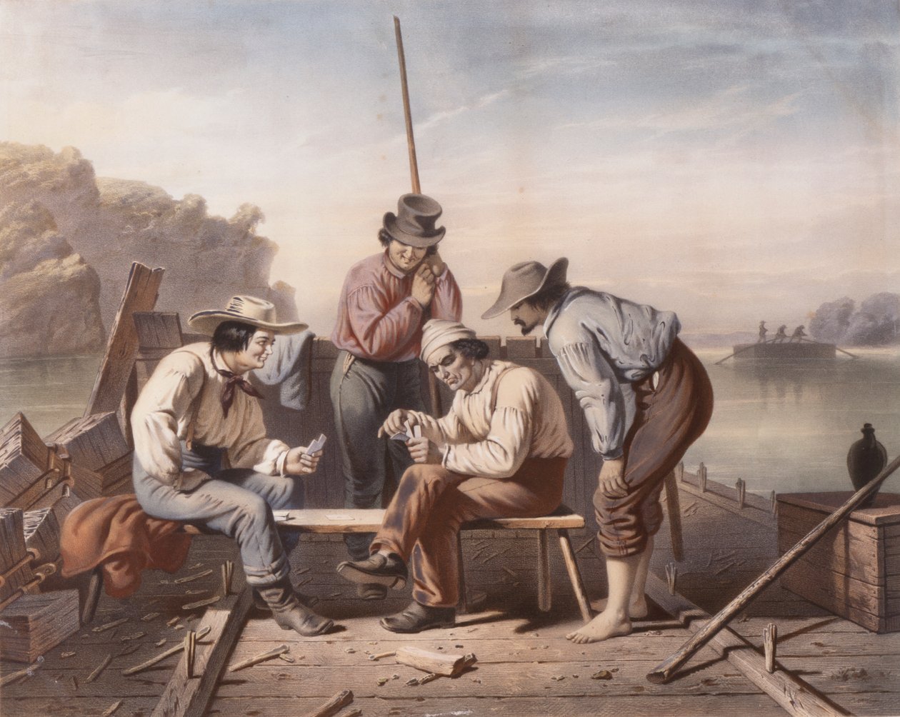 V rozpacích, Mississippi Raftsmen hrací karty od Claude Régnier
