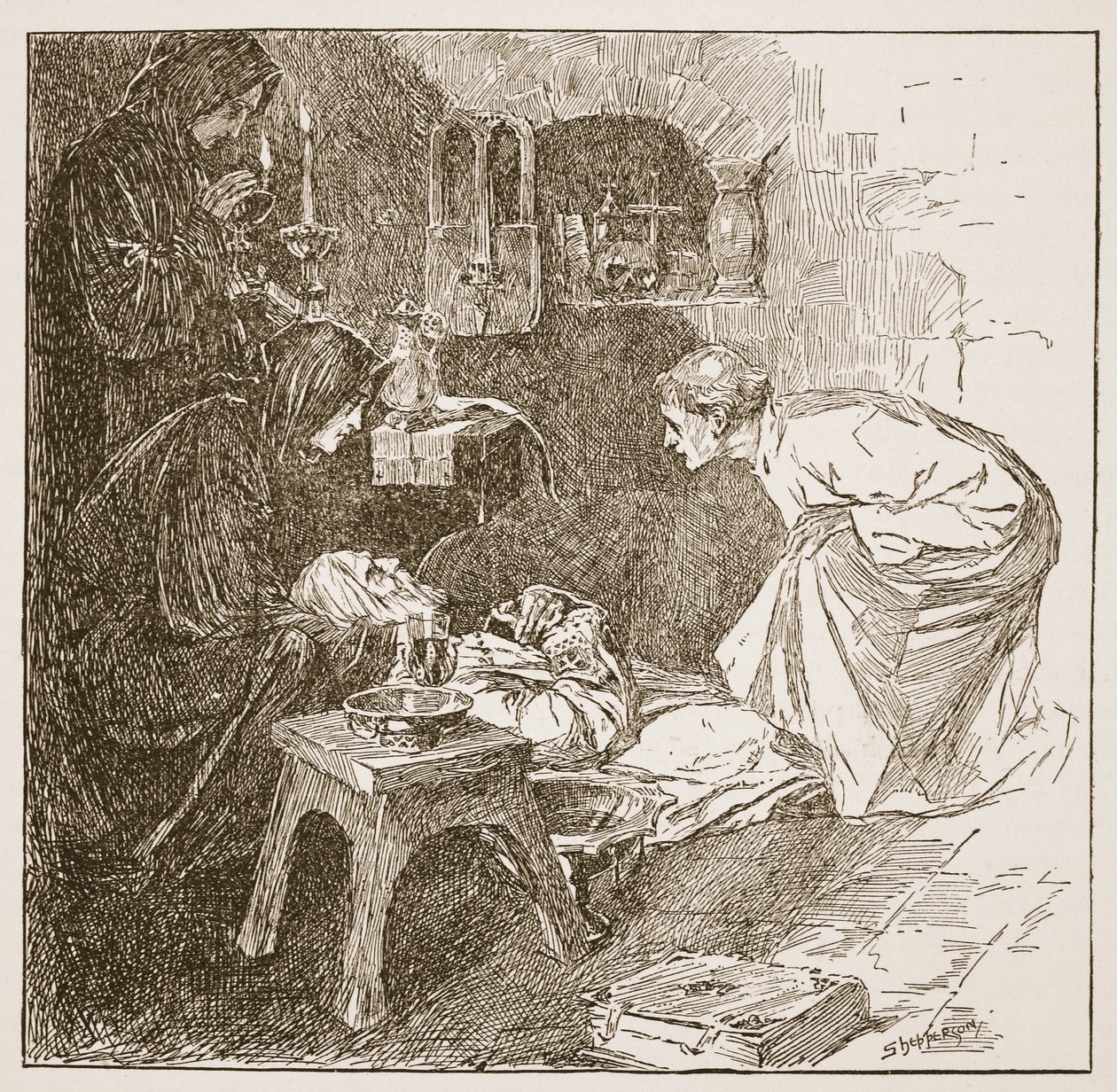 Death of Bede, ilustrace z 
