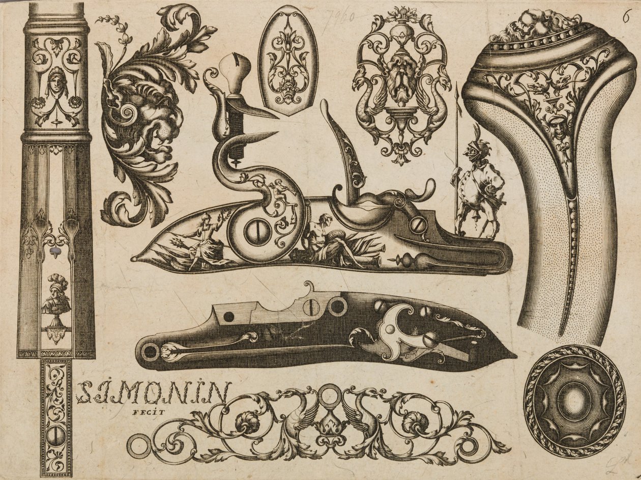 Rytina střelných zbraní, 1693 nebo 1695. od Claude Simonin