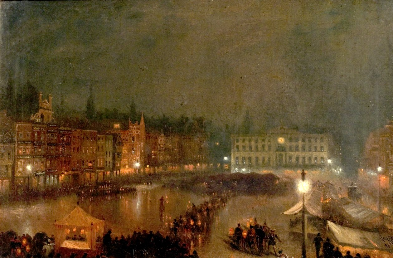 Torchlight Tattoo of Robin Hood Rifles, Nottingham Market Place, 1896 od Claude T. Stanfield Moore