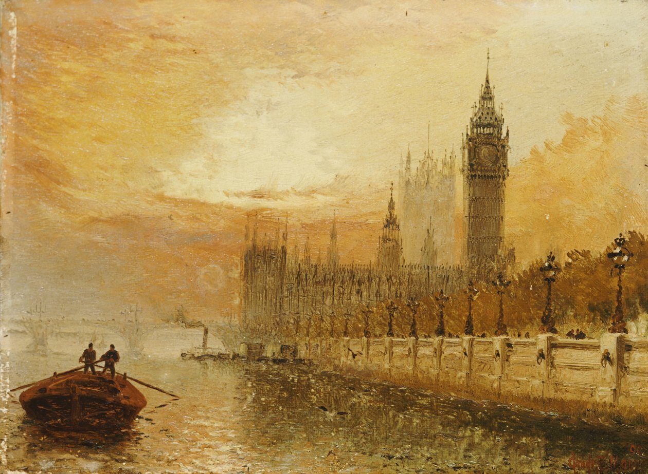 Pohled na Westminster z Temže od Claude T. Stanfield Moore