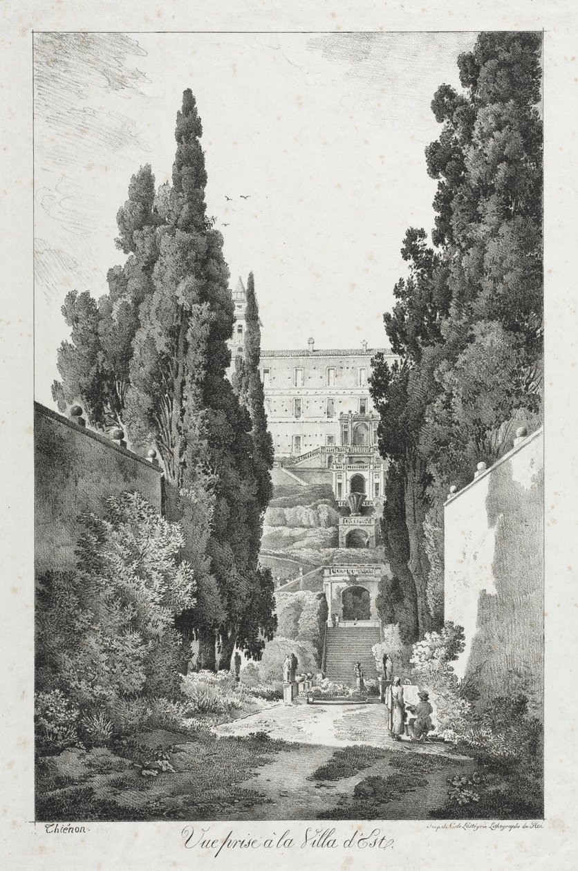 Pohled na Villa dEste, Tivoli, 1817. od Claude Thienon