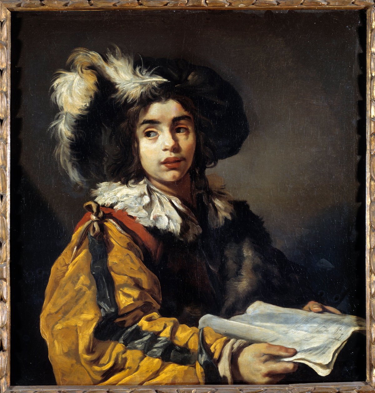 Obraz Mladý zpěvák od Clauda Vignona (1593-1670) 17. století Sun. 0,95x0,9m od Claude Vignon