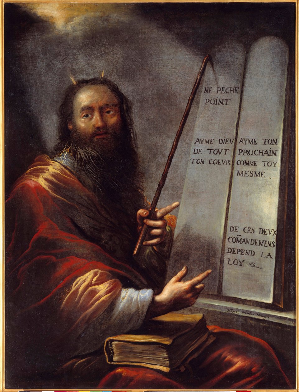 Mojžíš a stoly zákona Obraz od Clauda Vignona (1593-1670) Slunce ze 17. století. 1,29x0,9 m Rouen, Muzeum výtvarných umění od Claude Vignon