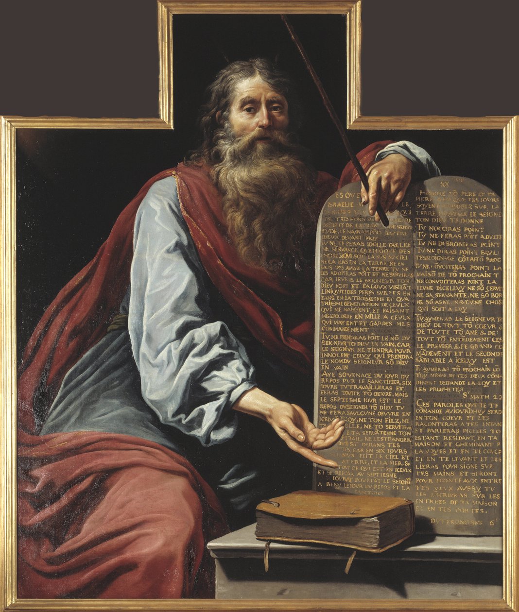 Mojžíš a deset přikázání - Mojžíš s deseti přikázáními, Vignon, Claude (1593-1670). Olej na plátně. Rozměr: 160 x 131,5 cm. Národní muzeum Stockholm od Claude Vignon