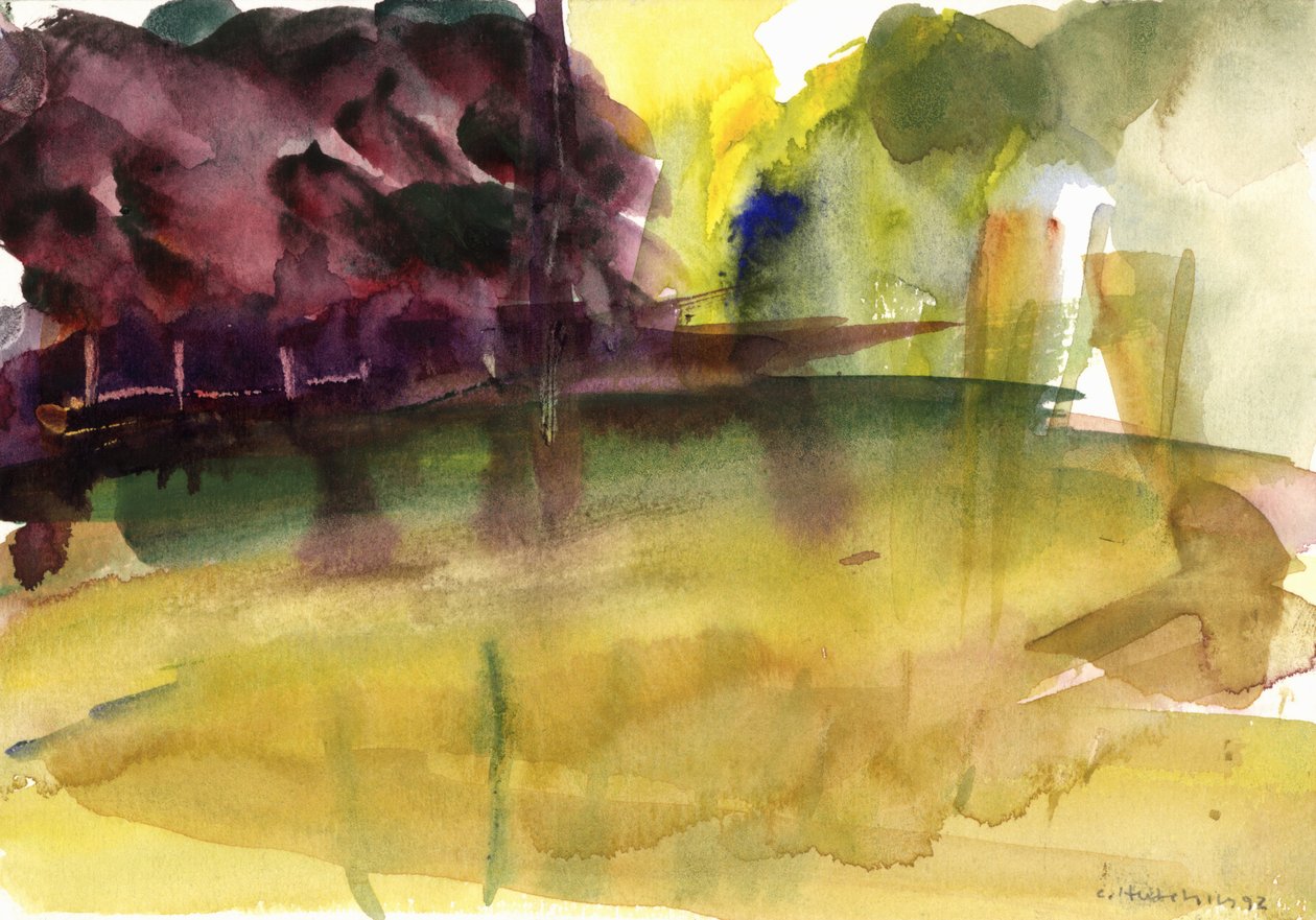 Park v Normandii, 1992 (akvarel) od Claudia Hutchins Puechavy
