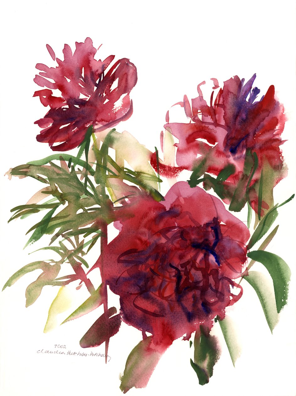 Pivoňky, 2002 (akvarel) od Claudia Hutchins Puechavy