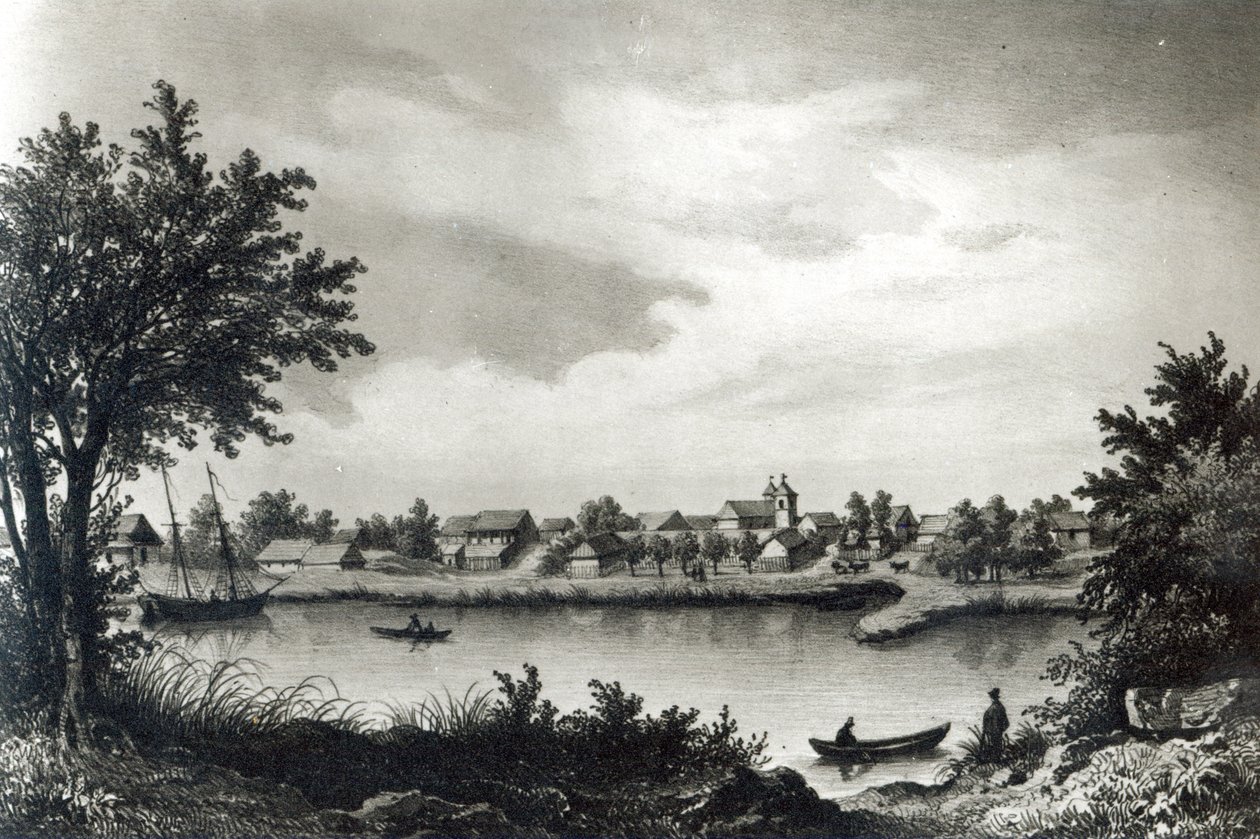 Valdivia, z „Dějiny Chile“, vyrytý H. Wander-Burchem, 1836 od Claudio Gay