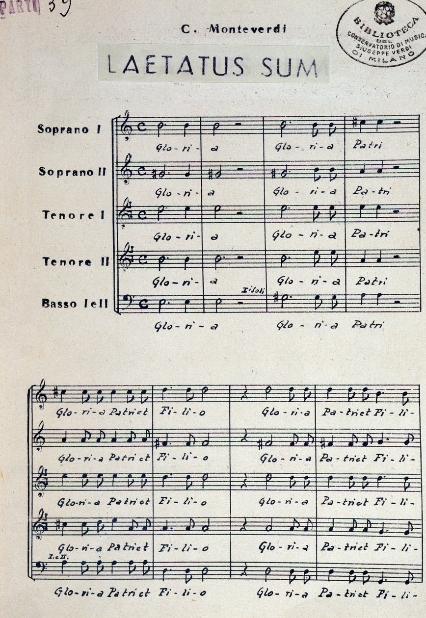 Hudební partitura Dixit dominus od Monteverdiho od Claudio Monteverdi