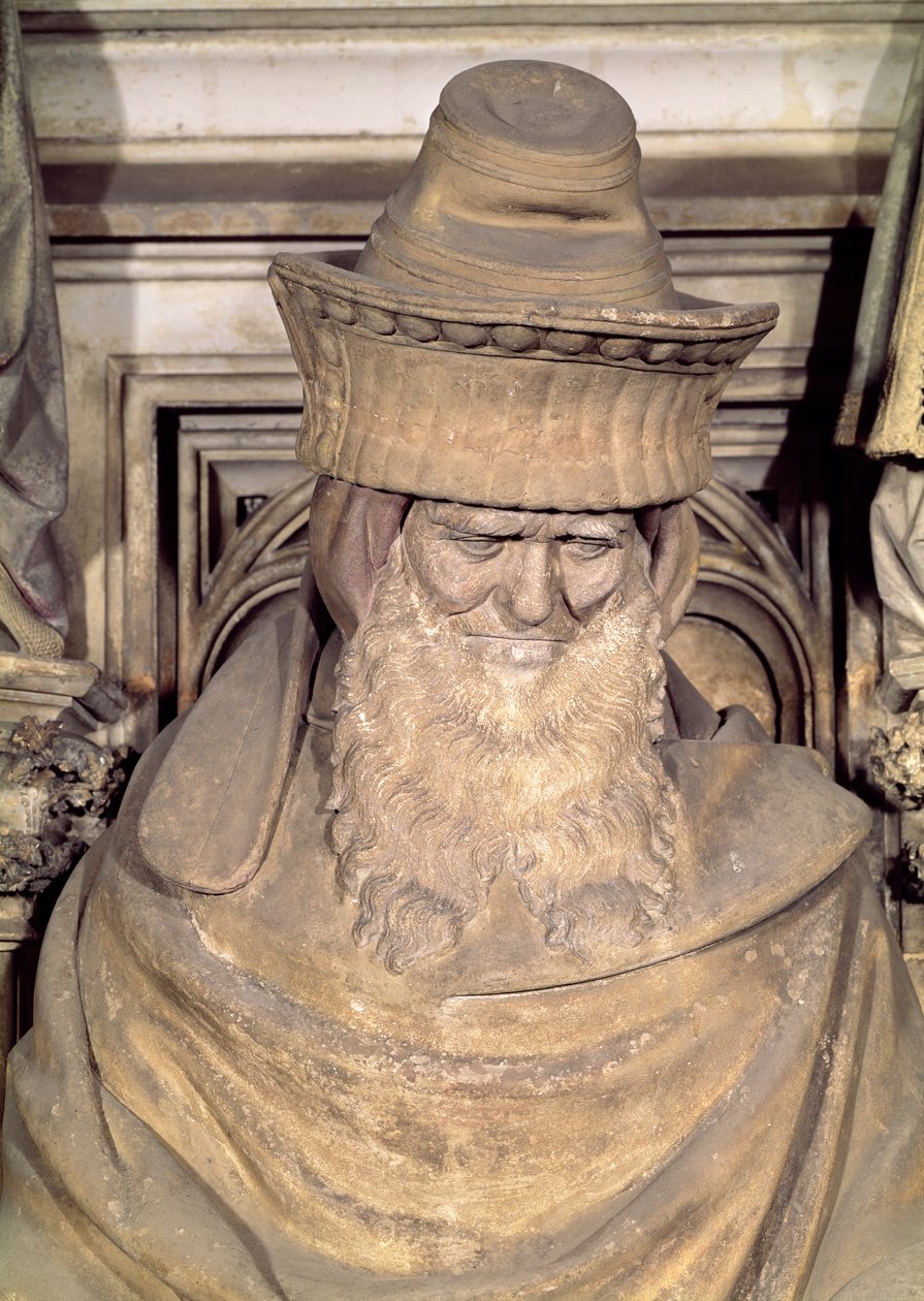 Zachariáš, detail z šestihranného podstavce Mojžíšovy studny, 1395-1404 od Claus and Malouel, Jean Sluter