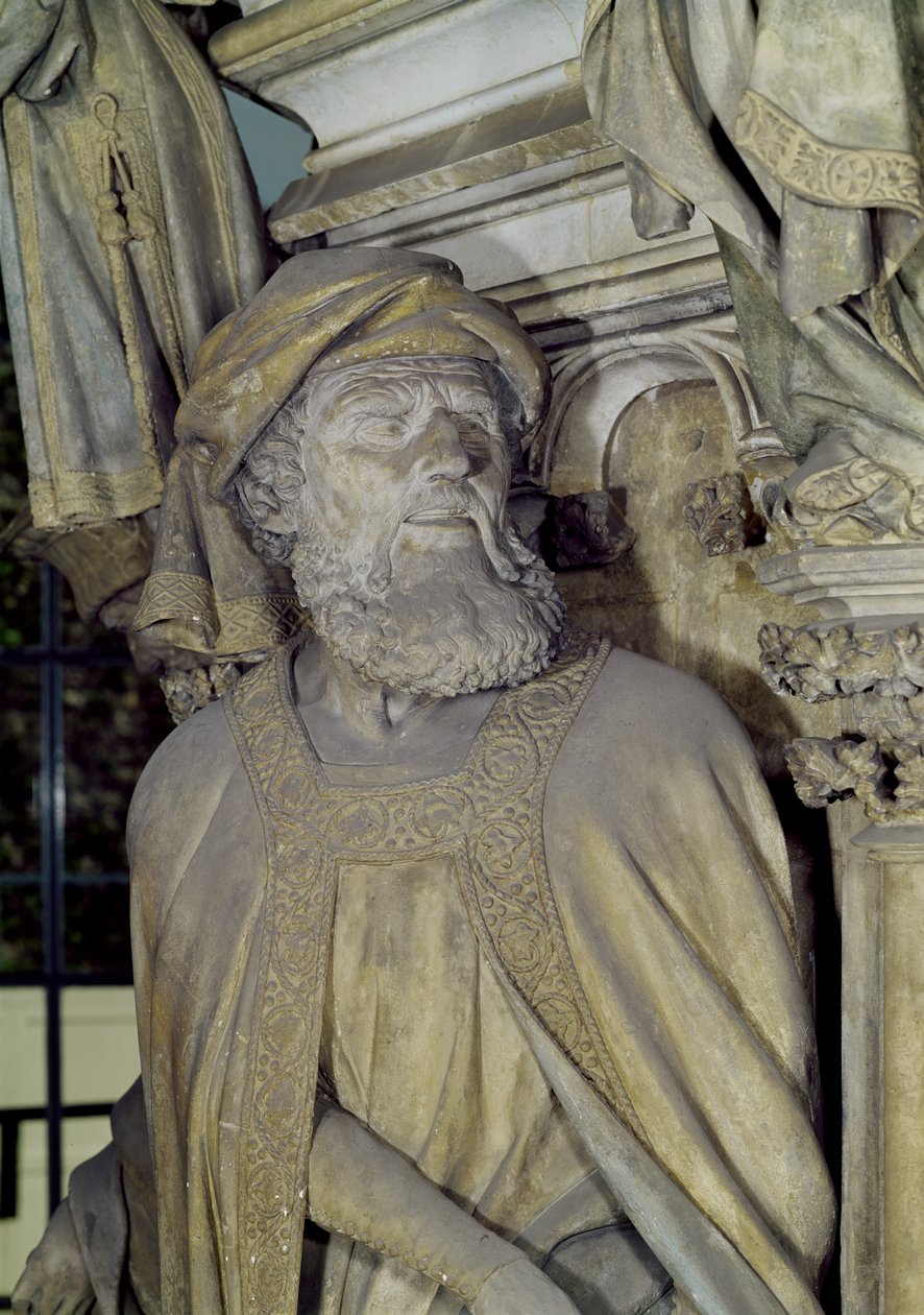 Mojžíšova studna, detail Daniela z šestihranného podstavce, kámen 1395-1404 od Claus and Malouel, Jean Sluter