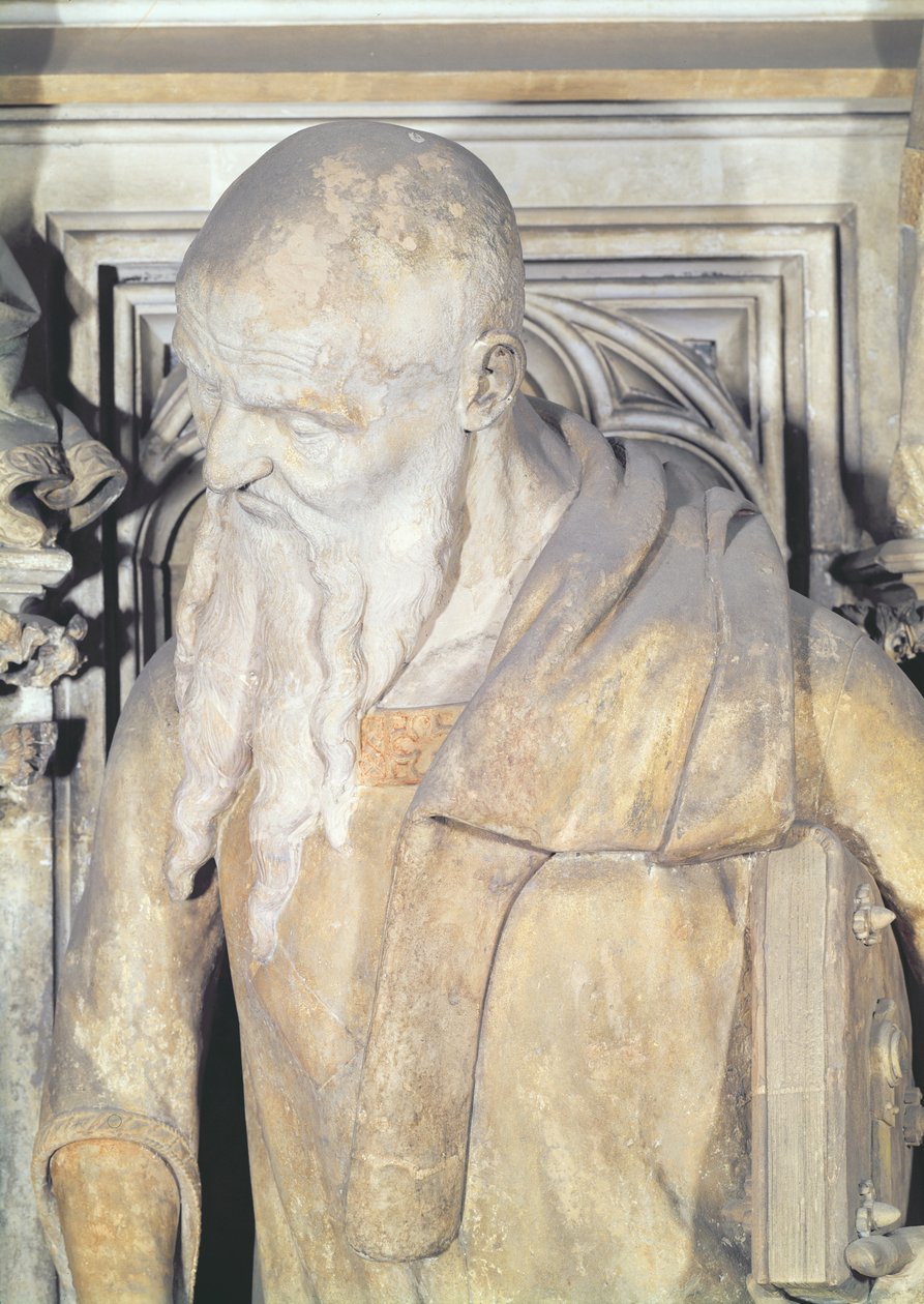 Mojžíšova studna, detail Izajáše z šestihranného podstavce, kámen 1395-1404 od Claus and Malouel, Jean Sluter