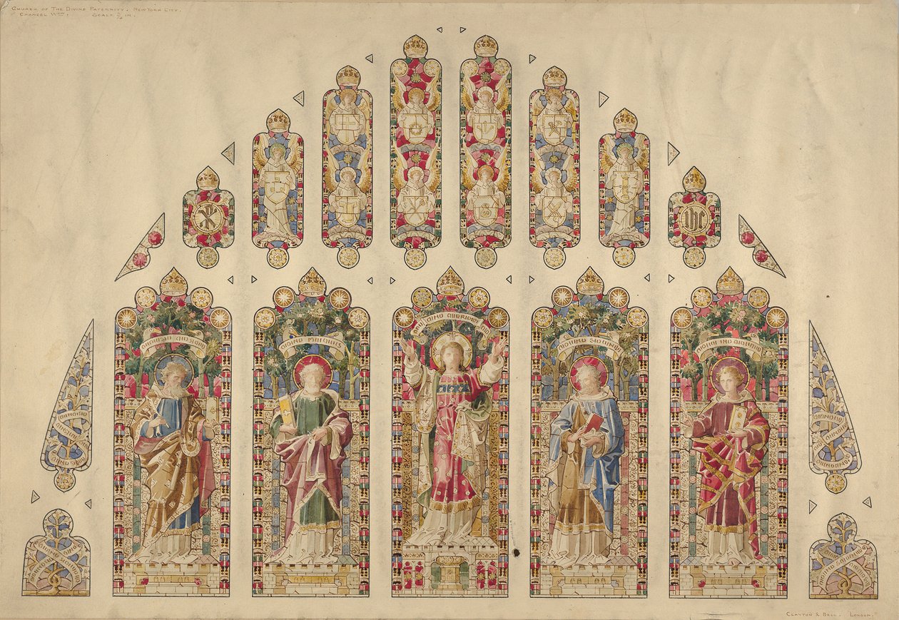 Design pro vícepanelové vitrážové okno, Church of the Divine Paternity, New York, ca.1898. od Clayton and Bell
