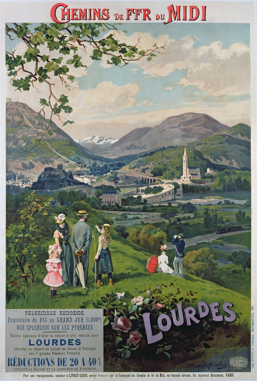 Reklamní plakát Lurdy, Francie, cca 1900 od Clement Quinton