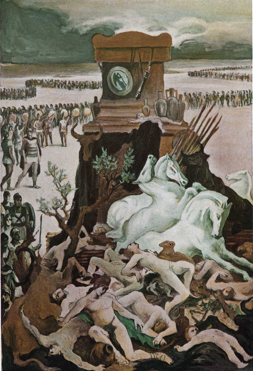Patroklesův pohřeb. Ilustrace Clementa Gontiera (1876-1918) pro Homerovu „Iliadu“ (Omero). Paříž, Henri Laurens od Clement Gontier
