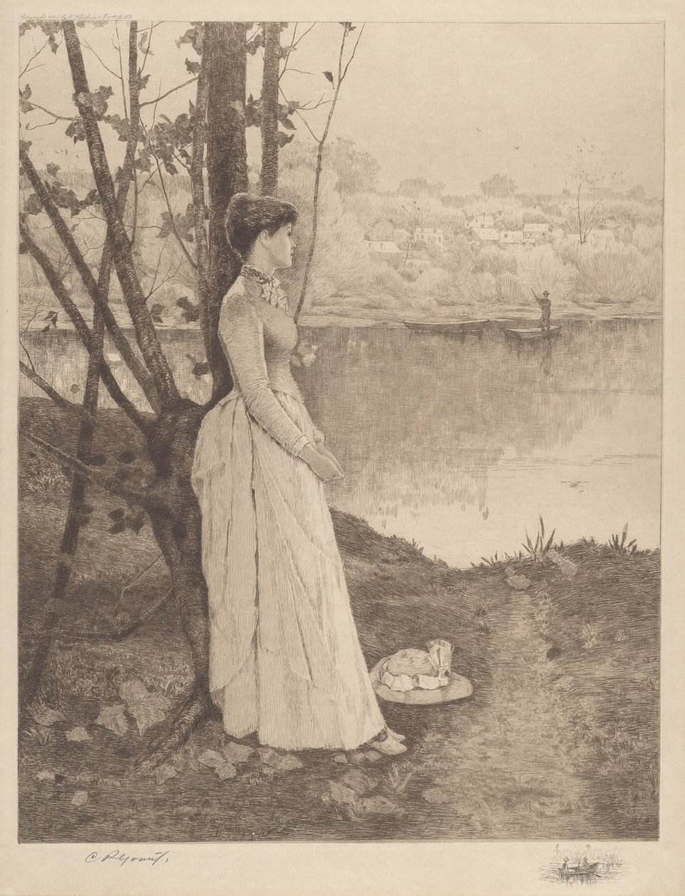 Bez názvu (Lady by a Riverbank) od Clement Rollins Grant