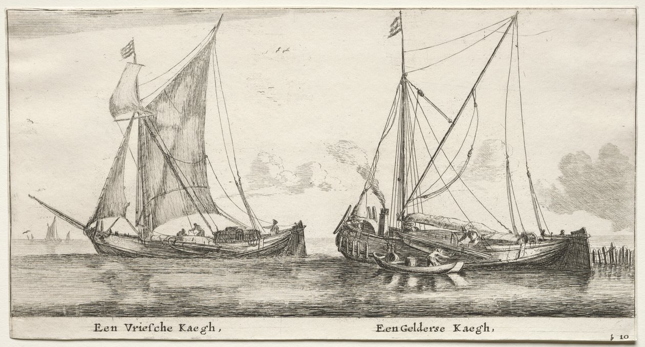 Různé lodě a pohledy na Amsterdam (Verscheÿde Schepen en Gesichten van Amstelredam), část II: Frisian Bilander. Geldersche Bilander od Clement de Jonghe