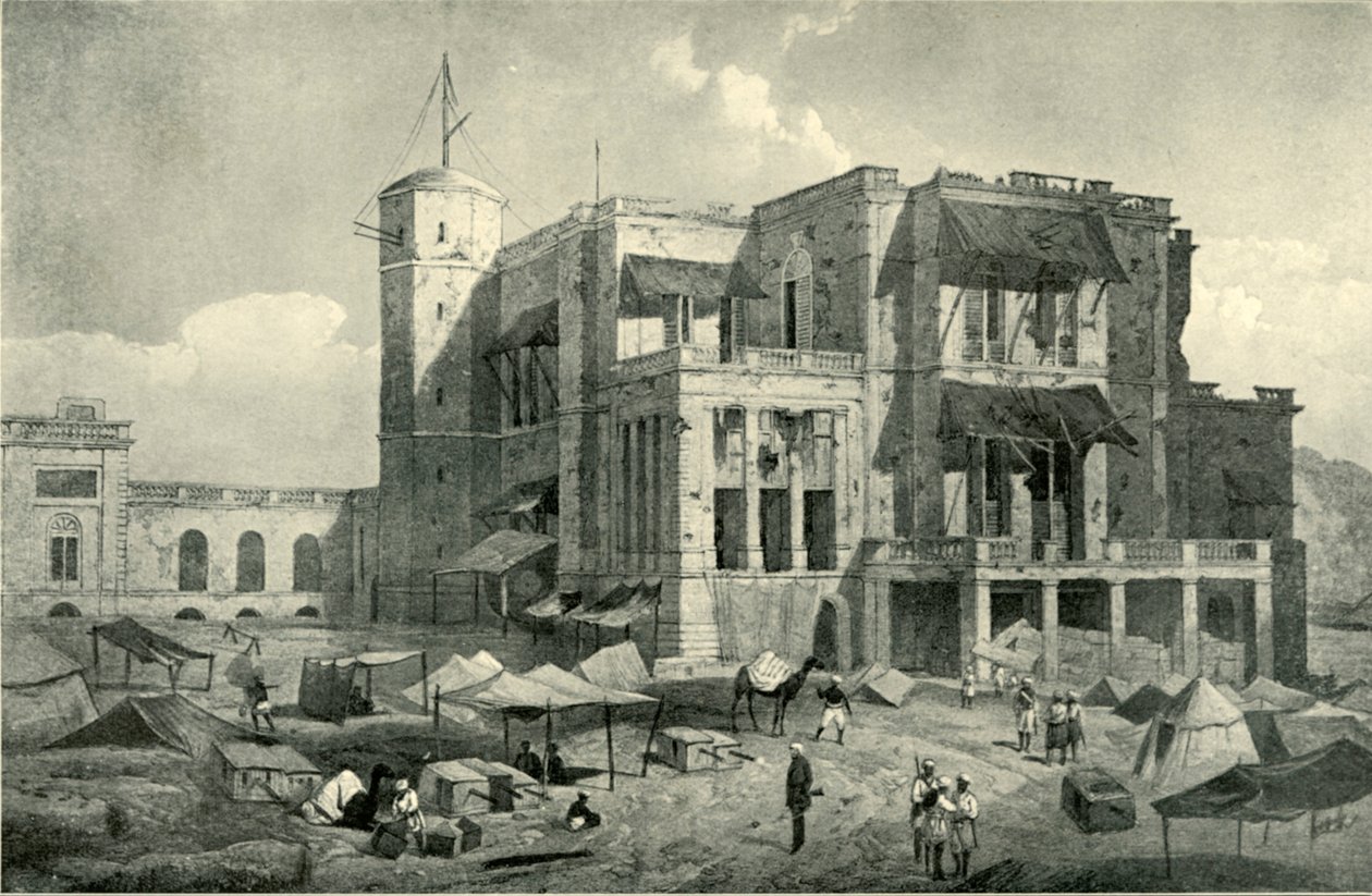 Čelní pohled na sídlo, Lucknow, After the Relief, c1858, 1901. od Clifford Henry Mecham