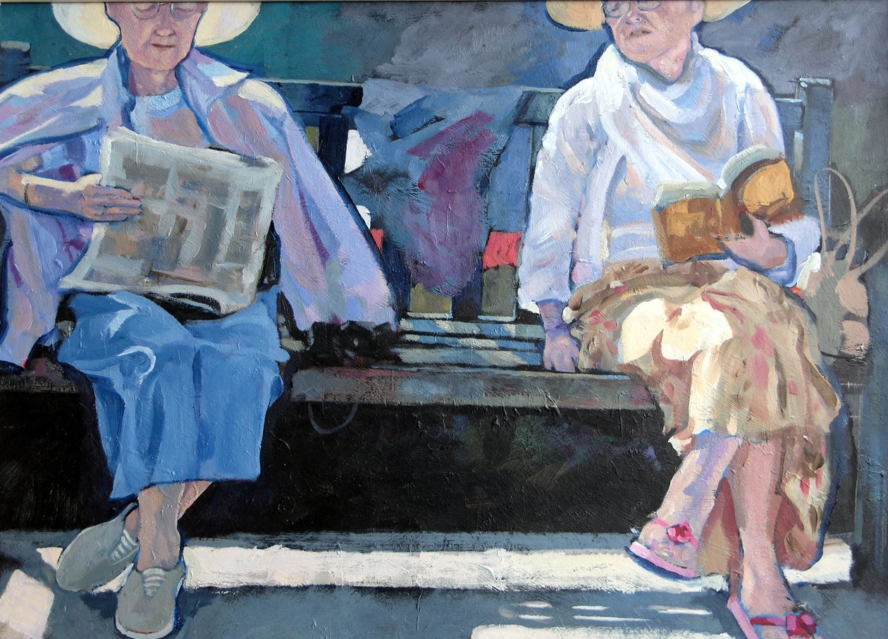 Lavička, 2007 (akryl na palubě) od Clive Metcalfe