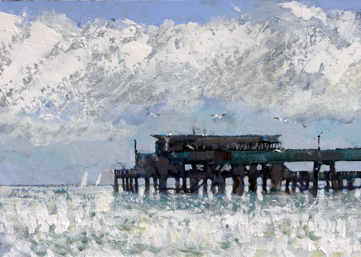 Deal Pier 2013, 2007 (akryl na palubě) od Clive Metcalfe