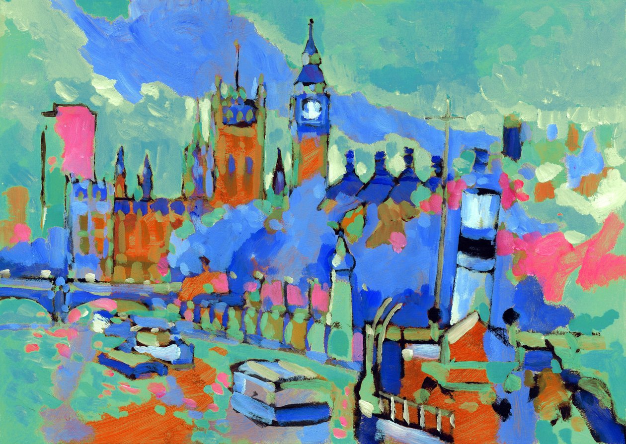 Westminster, 2007 (akryl na palubě) od Clive Metcalfe