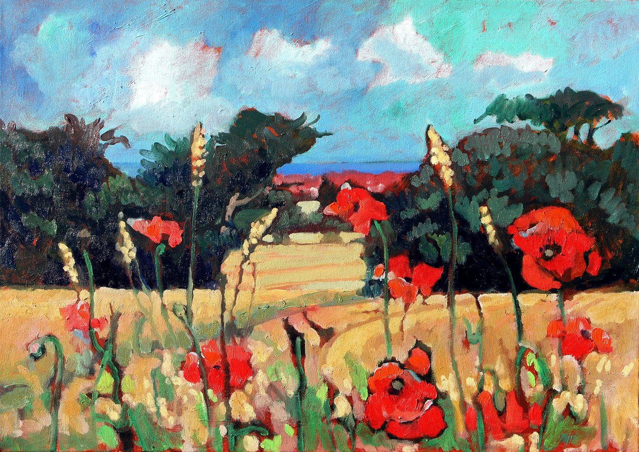 Kent Poppies, 2007 (akryl na plátně) od Clive Metcalfe