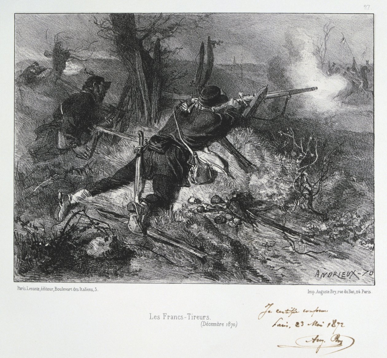 Francouzsko-pruská válka 1870-1871: Francouzští puškaři. Ze série litografií Clementa Augusta Andrieuxe o Gardes Nationales. od Clément Auguste Andrieux