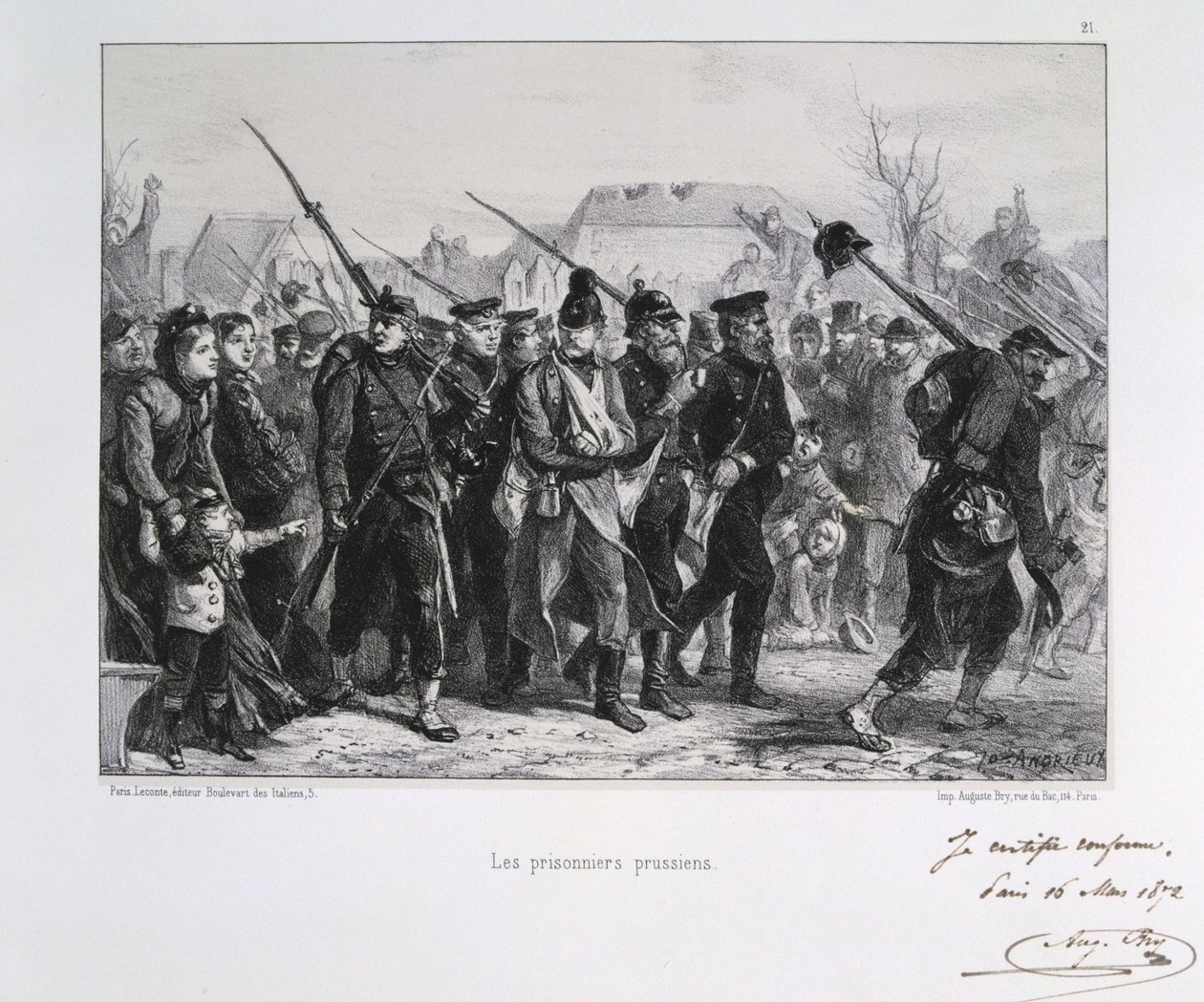 Francouzsko-pruská válka 1870-1871: Pruští váleční zajatci. Ze série litografií Clementa Augusta Andrieuxe o Gardes Nationales. od Clément Auguste Andrieux