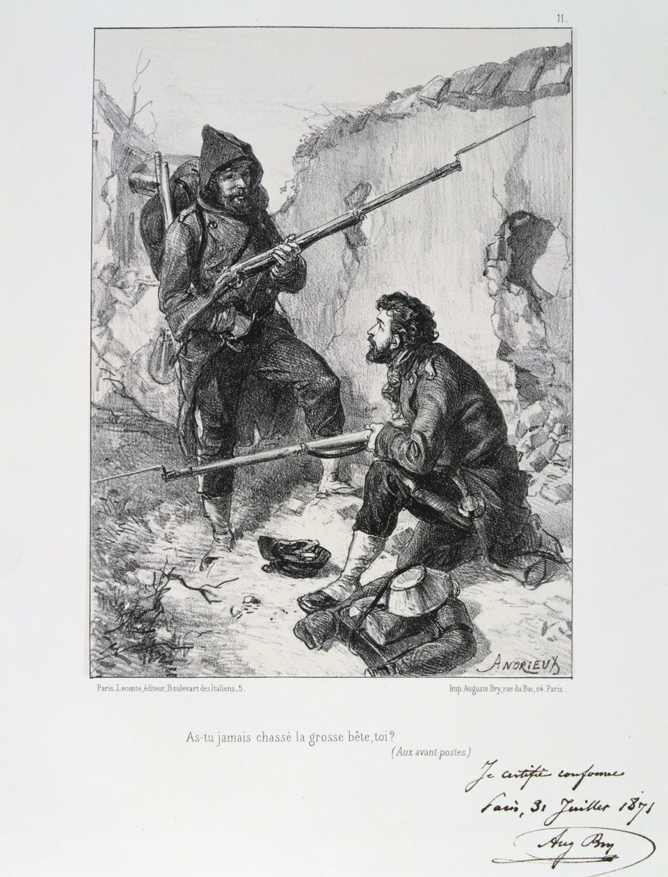 Francouzsko-pruská válka 1870-1871. Obléhání Paříže 19. září 1870-28. ledna 1871. Příjezd Garde Mobile na pomoc při obraně Paříže, září 1870. Ze série litografií Clementa Augusta Andrieuxe o Gardes Nationales. od Clément Auguste Andrieux